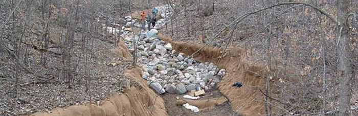 A gully-stabilization project at Kickapoo Woods, a WRD Environmental project